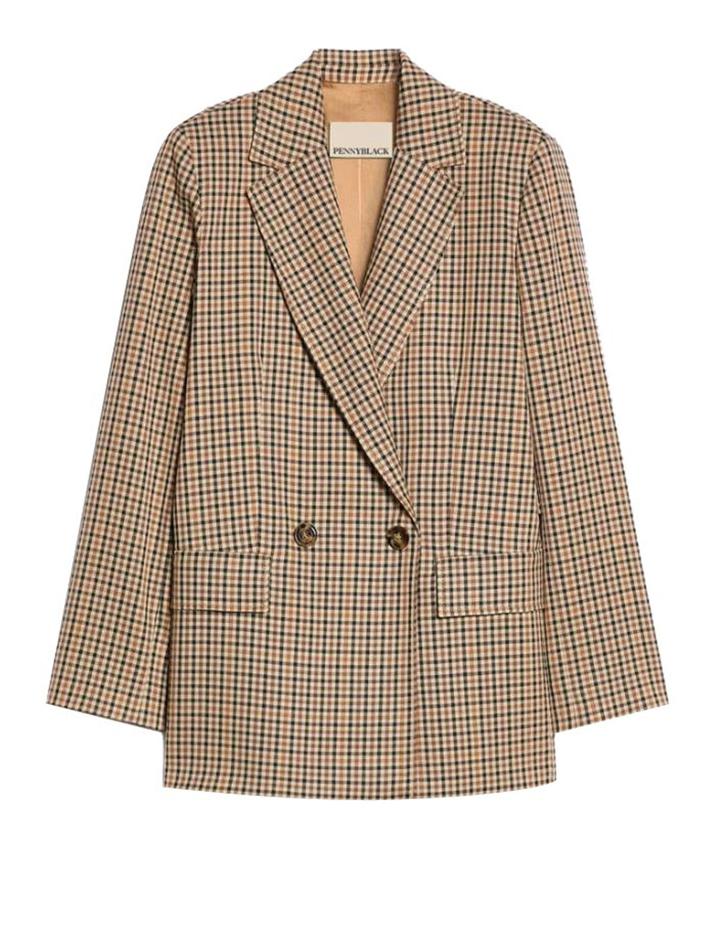 PENNY BLACK BLACK Blazer Penny Black A Disegno Vichy Cammello