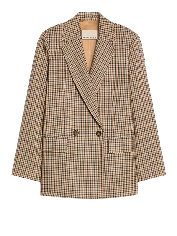 PENNY BLACK BLACK Blazer Penny Black A Disegno Vichy Cammello