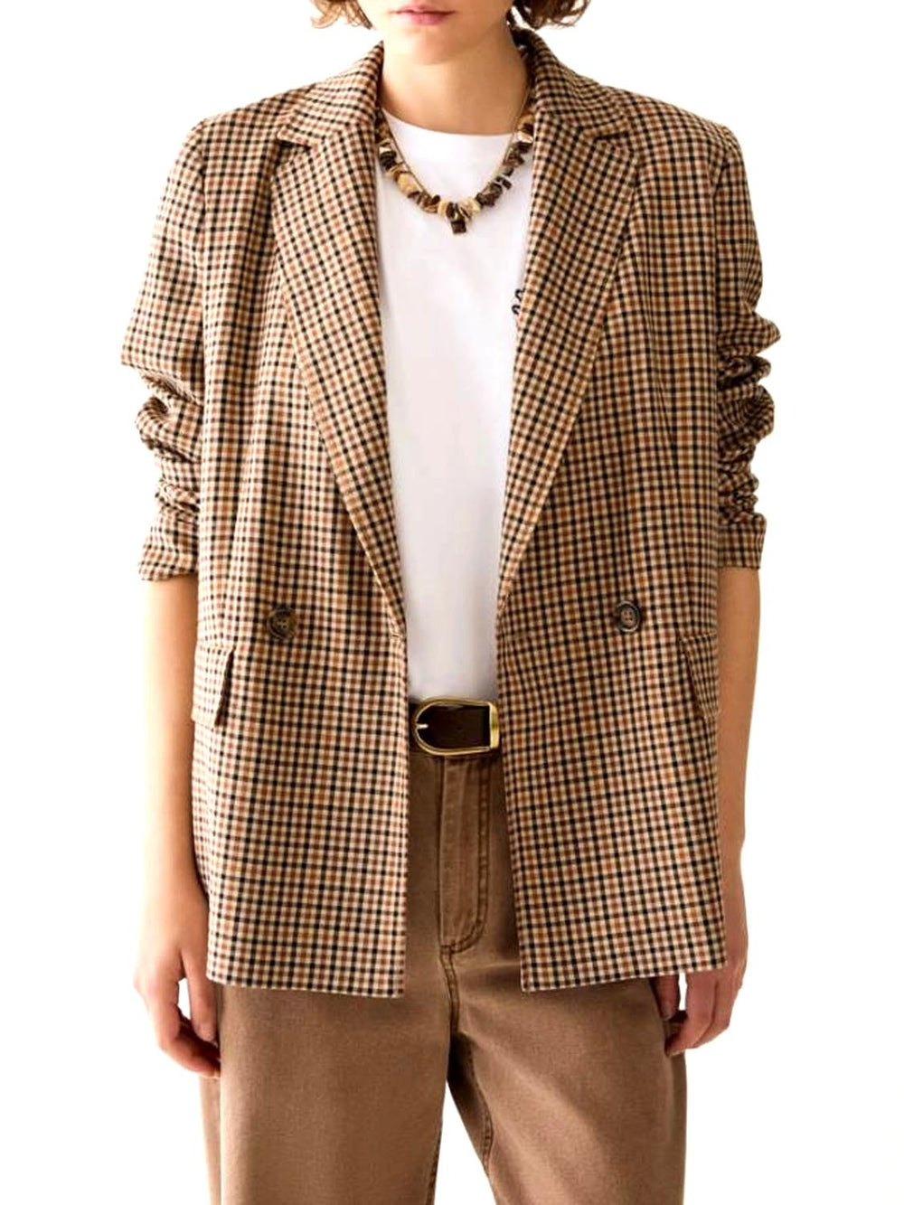 PENNY BLACK BLACK Blazer Penny Black A Disegno Vichy Cammello