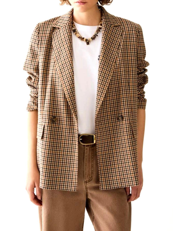 PENNY BLACK BLACK Blazer Penny Black A Disegno Vichy Cammello