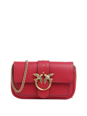 PINKO Borsa A Tracolla Pinko Love One Pocket C Vitello Seta - Rosso