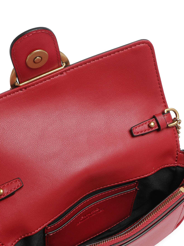 PINKO Borsa A Tracolla Pinko Love One Pocket C Vitello Seta - Rosso