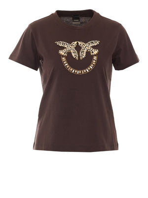 PINKO Pinko Quentin T-Shirt Jersey Ricamo - Marrone