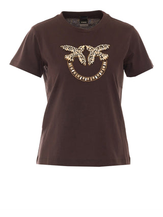 PINKO Pinko Quentin T-Shirt Jersey Ricamo - Marrone