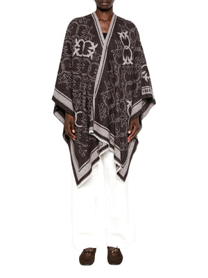 PINKO Pinko Poncho Con Frange E Logo Jacquard Marrone