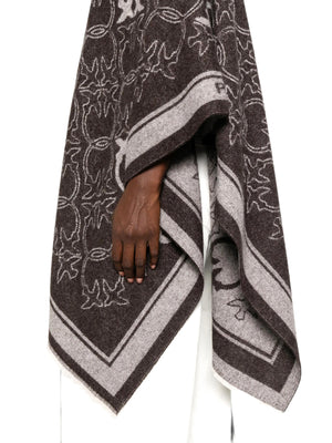 PINKO Pinko Poncho Con Frange E Logo Jacquard Marrone