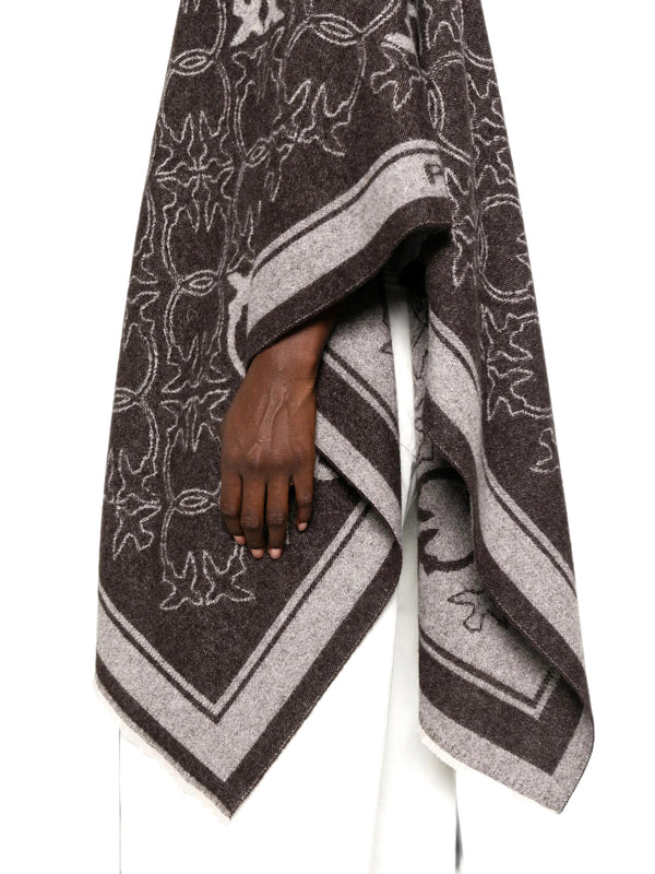 PINKO Pinko Poncho Con Frange E Logo Jacquard Marrone