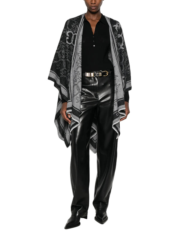 PINKO Poncho Pinko Croazia Cappa Jacquard Logo Nero