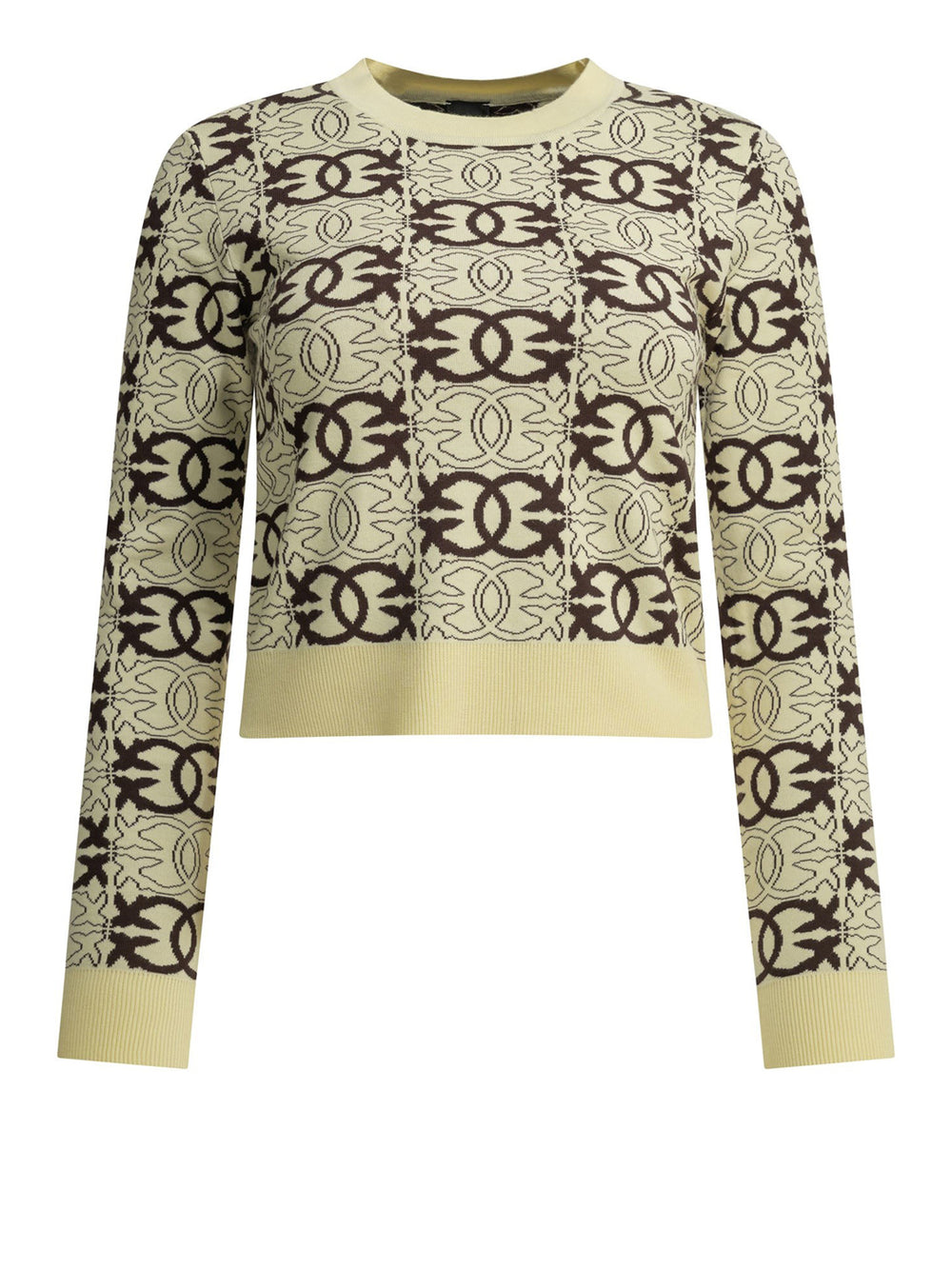 PINKO Maglia Pinko Gypsies Cropped Jacquard Beige Marrone