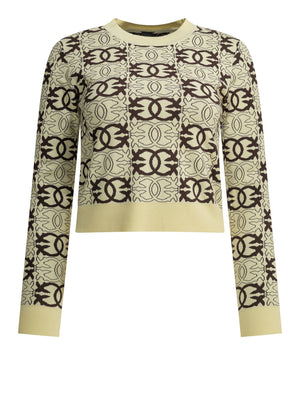 PINKO Maglia Pinko Gypsies Cropped Jacquard Beige Marrone