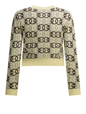 PINKO Maglia Pinko Gypsies Cropped Jacquard Beige Marrone