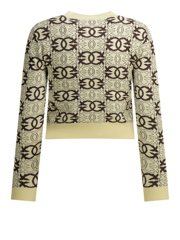 PINKO Maglia Pinko Gypsies Cropped Jacquard Beige Marrone