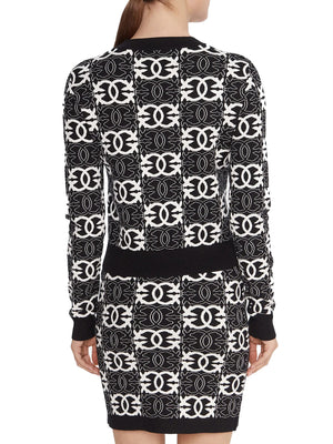 PINKO Maglia Pinko Gypsies Cropped Jacquard Beige Nero Bianco