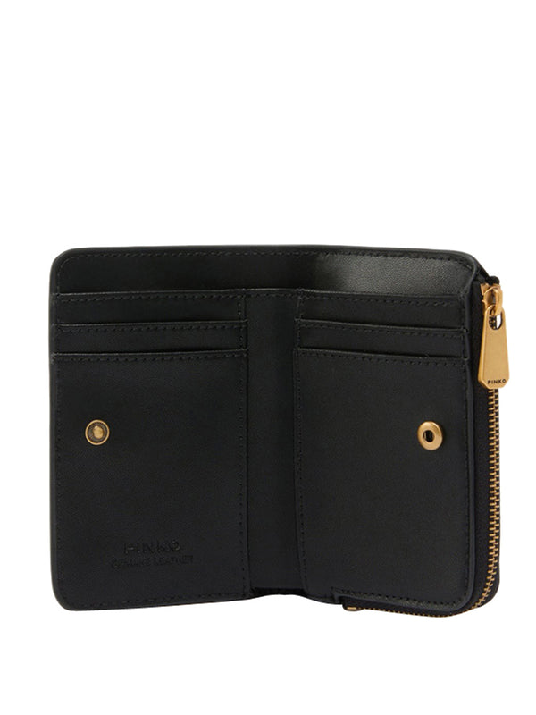 Pinko Portafoglio Mini In Pelle Con Logo Love Birds Pinko - Nero/Oro