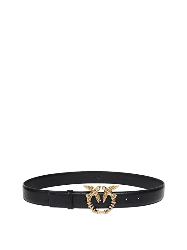 PINKO Cintura Pinko Logo Frontale Nero Oro