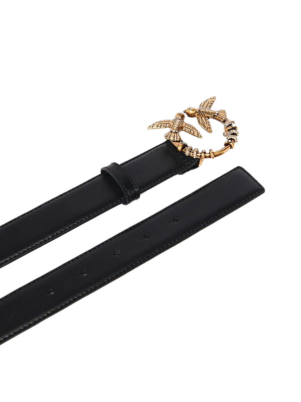 PINKO Cintura Pinko Logo Frontale Nero Oro