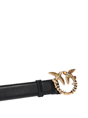 PINKO Cintura Pinko Logo Frontale Nero Oro