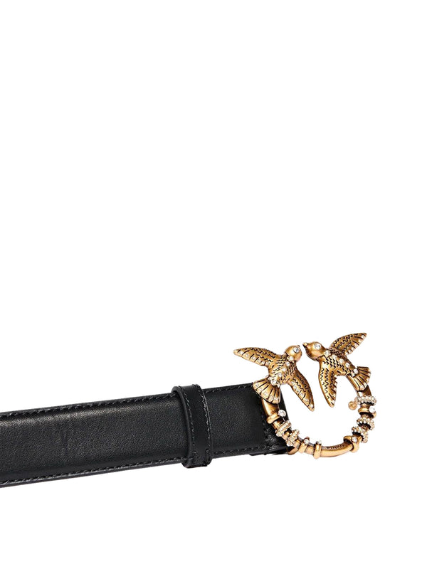 PINKO Cintura Pinko Logo Frontale Nero Oro