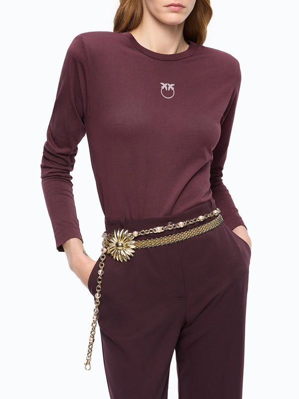 PINKO Pinko Toblino T-Shirt Jersey Logo Bordeaux
