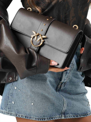 PINKO Borsa A Tracolla Pinko Love One Classic St. Small - Marrone