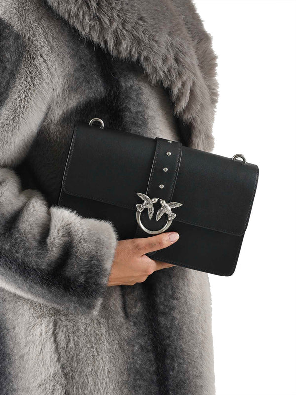 PINKO Borsa A Tracolla Pinko Love One Classic St. Small - Nero Argento