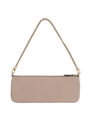 PINKO Borsa a Tracolla New Horizontal Flat Vitello Pinko - Beige/Grigio