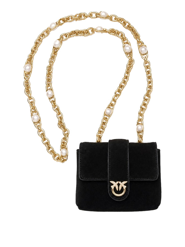 PINKO 2 USCITA Borsa A Tracolla Pinko Pocket Necklace Suede Nero