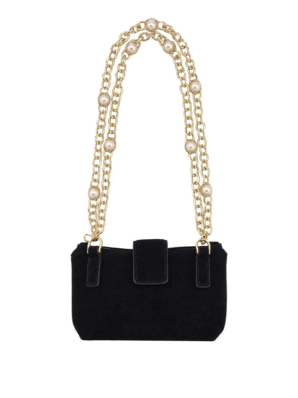 PINKO 2 USCITA Borsa A Tracolla Pinko Pocket Necklace Suede Nero