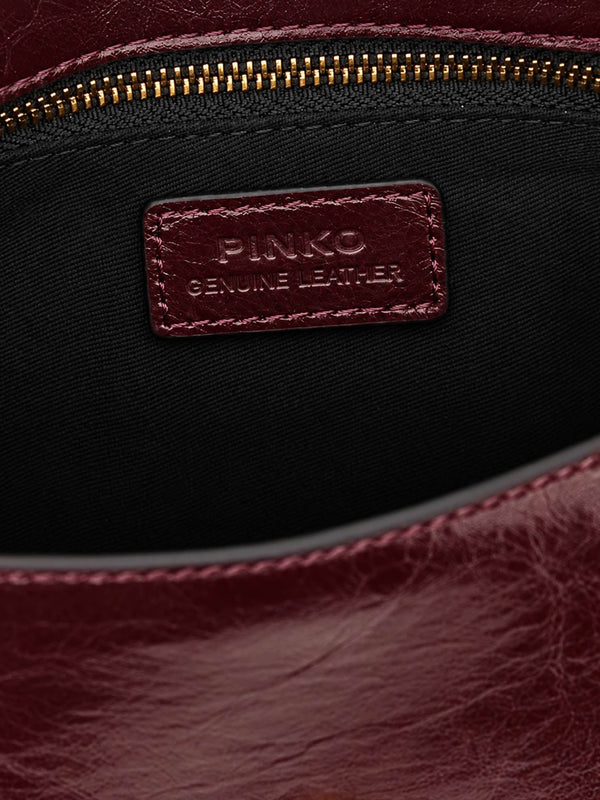 Pinko Borsa Love One Mini In Pelle Con Tracolla Effetto Pelliccia Pinko - Bordeaux
