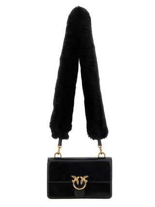 Pinko Borsa Love One Mini In Pelle Con Tracolla Effetto Pelliccia Pinko - Nero/Oro