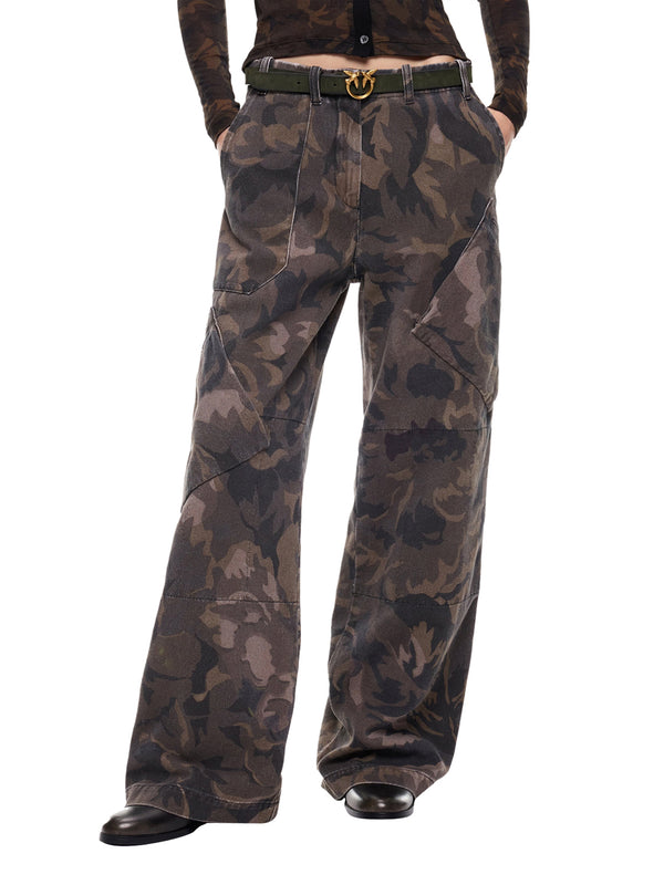 PINKO 2 USCITA Pinko Haiku Pantalone Cotone Stampat Verde Militare