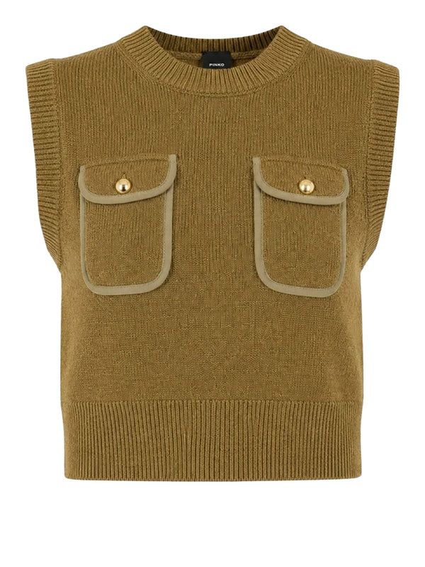 PINKO 2 USCITA Belato Gilet Pinko Blend Wool Con De Verde