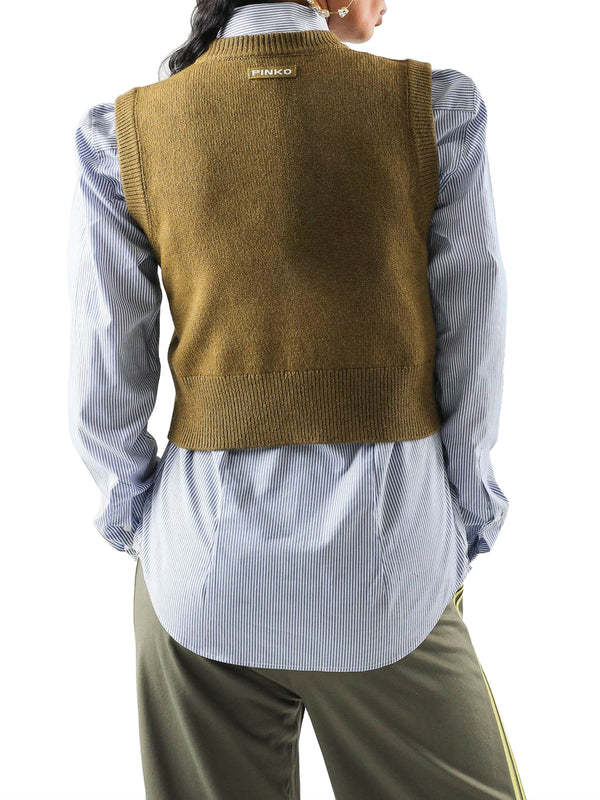PINKO 2 USCITA Belato Gilet Pinko Blend Wool Con De Verde