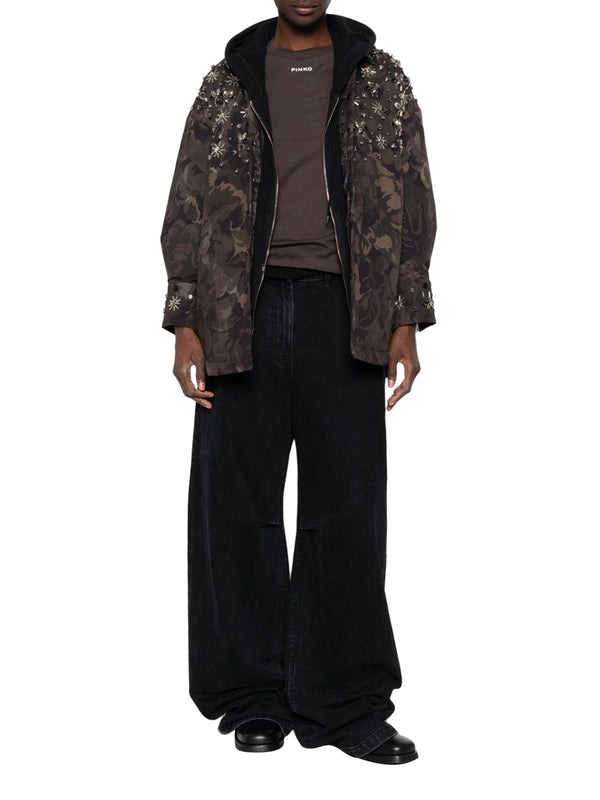 PINKO 2 USCITA Camicia Pinko Barengo Overshirt Tela Tecnica Verde