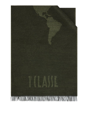 PRIMA CLASSE SETA Prima Classe Sciarpa Geo Pieno in misto modal e lana 42x180 Verde Militare