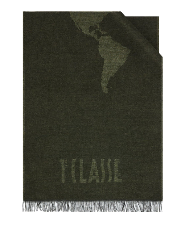 PRIMA CLASSE SETA Prima Classe Sciarpa Geo Pieno in misto modal e lana 42x180 Verde Militare