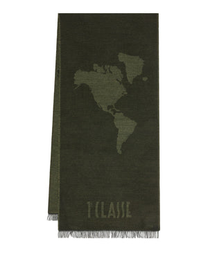 PRIMA CLASSE SETA Prima Classe Sciarpa Geo Pieno in misto modal e lana 42x180 Verde Militare