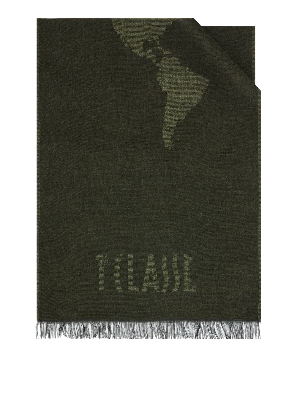 Alviero Martini Prima Classe Sciarpa Geo Pieno in misto modal e lana 42x180 Verde Militare