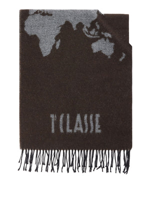 PRIMA CLASSE SETA Sciarpa Prima Classe Geo Pieno in misto lana e cotone 40x170 Ebano