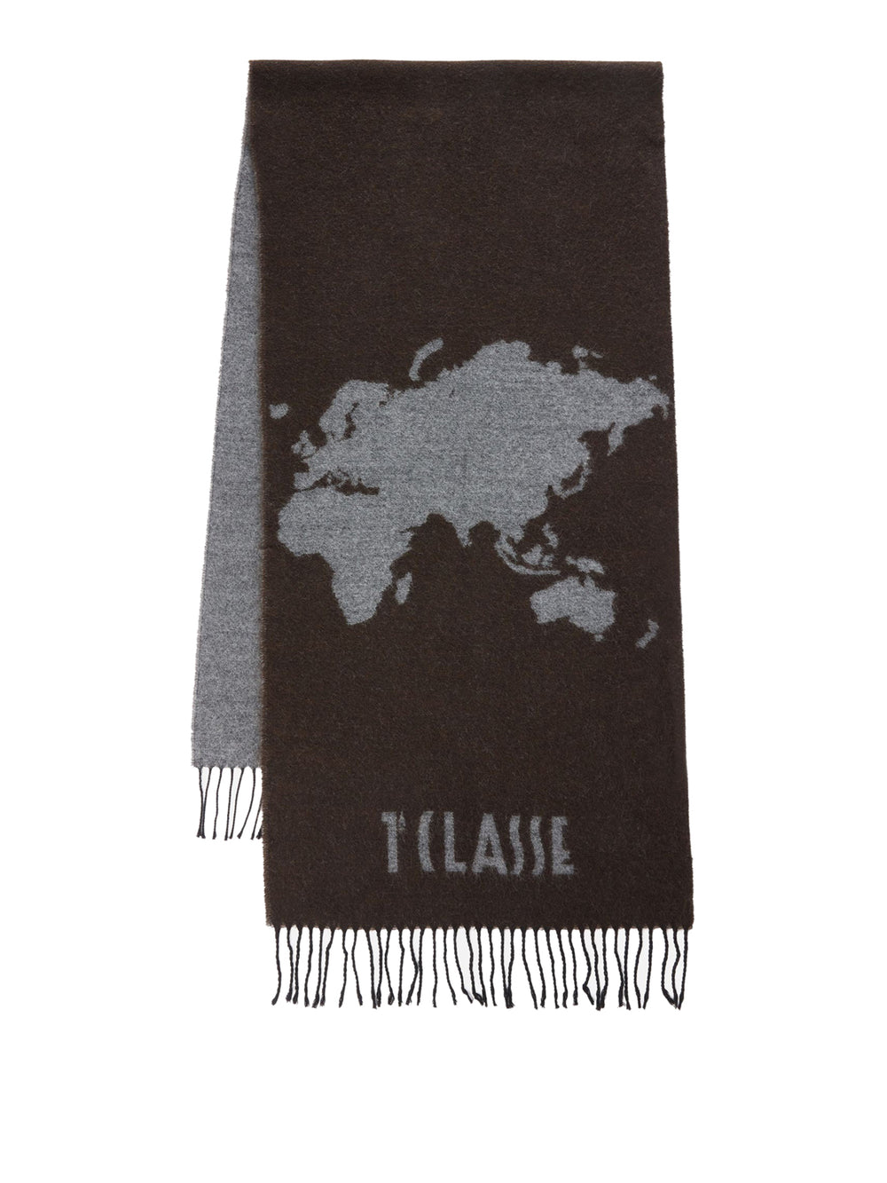 PRIMA CLASSE SETA Sciarpa Prima Classe Geo Pieno in misto lana e cotone 40x170 Ebano