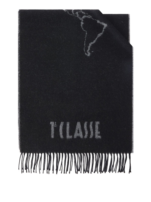 PRIMA CLASSE SETA Prima Classe Sciarpa Geo Filetto in misto lana e cotone 40x170 Caviale