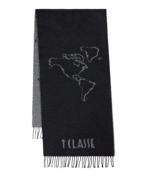 PRIMA CLASSE SETA Prima Classe Sciarpa Geo Filetto in misto lana e cotone 40x170 Caviale