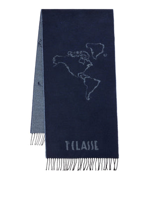 PRIMA CLASSE SETA Prima Classe Sciarpa Geo Filetto in misto lana e cotone 40x170 Avio