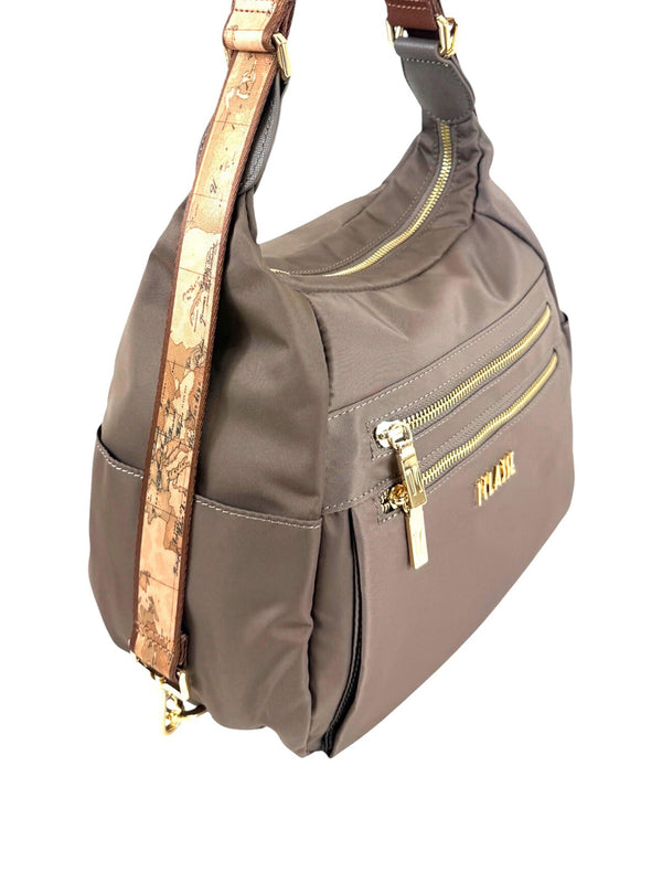 PRIMA CLASSE STAGIONE Prima Classe Borsa a tracolla a tripla portabilità in nylon riciclato Whisper - Roccia