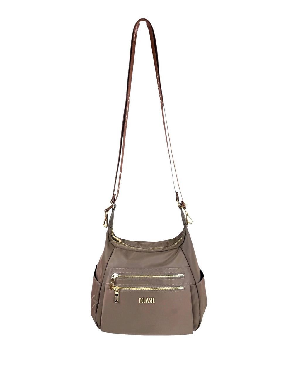 Alviero Martini Prima Classe Borsa a tracolla a tripla portabilità in nylon riciclato Whisper - Roccia