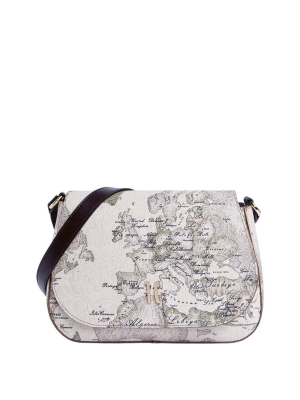PRIMA CLASSE STAGIONE Prima Classe Borsa a tracolla con patta in tessuto goffrato Country Geo - Tortora