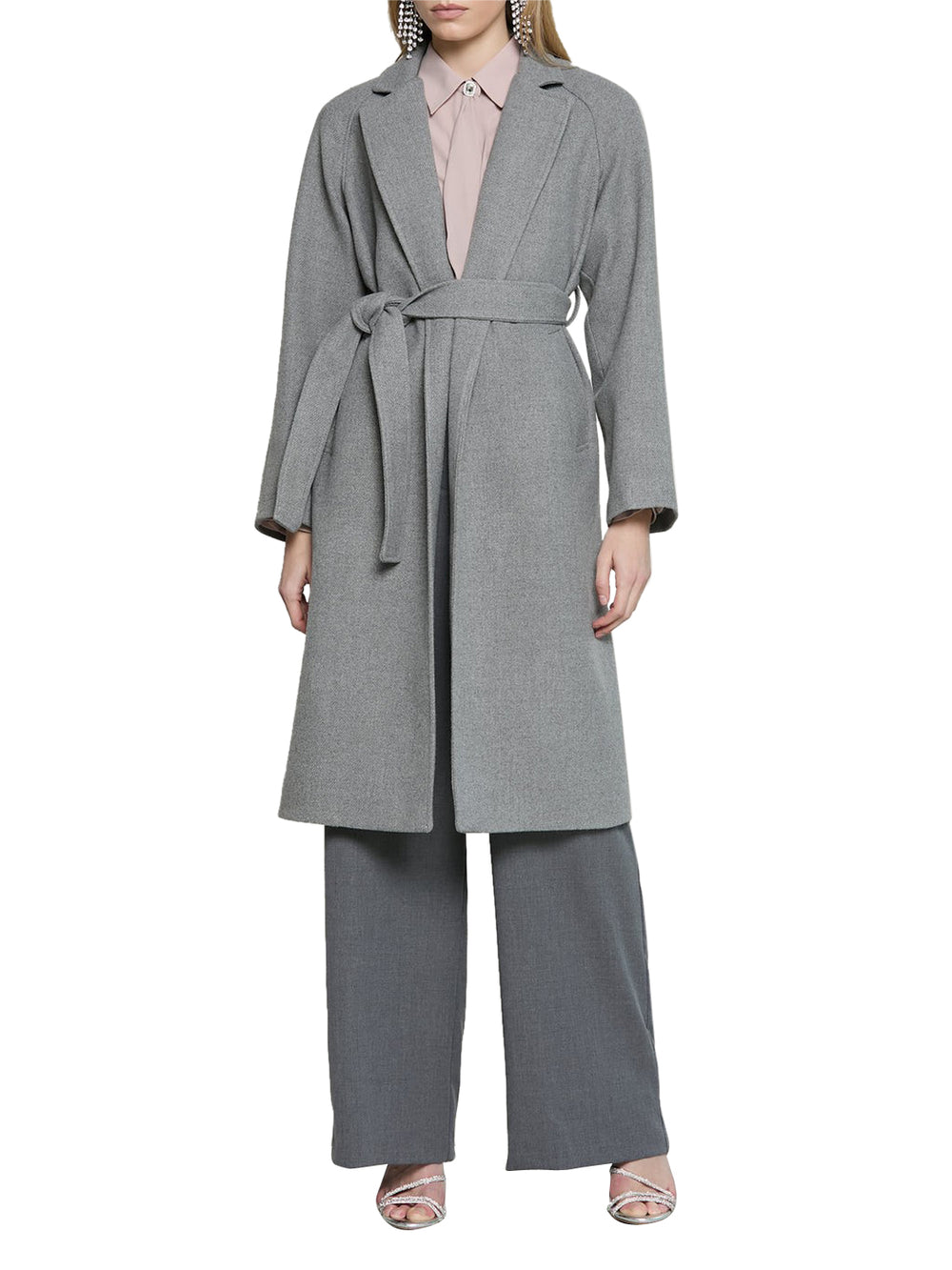 RELISH Cappotto Clemia Relish Lungo Manica Lunga Raglan Grigio