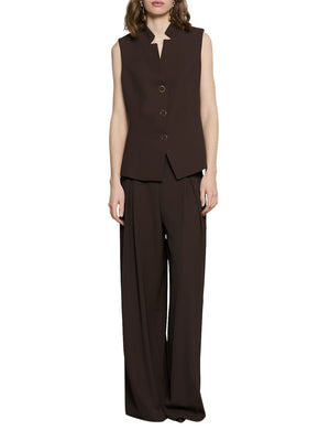 RELISH Pantalone Rojem Vita Alta Palazzo Marrone