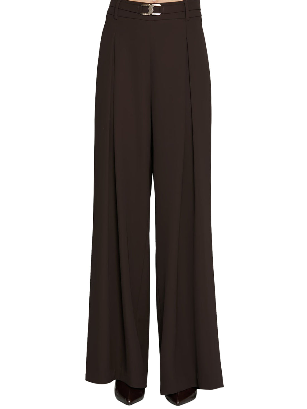 RELISH Pantalone Rojem Vita Alta Palazzo Marrone