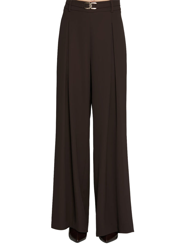 RELISH Pantalone Rojem Vita Alta Palazzo Marrone